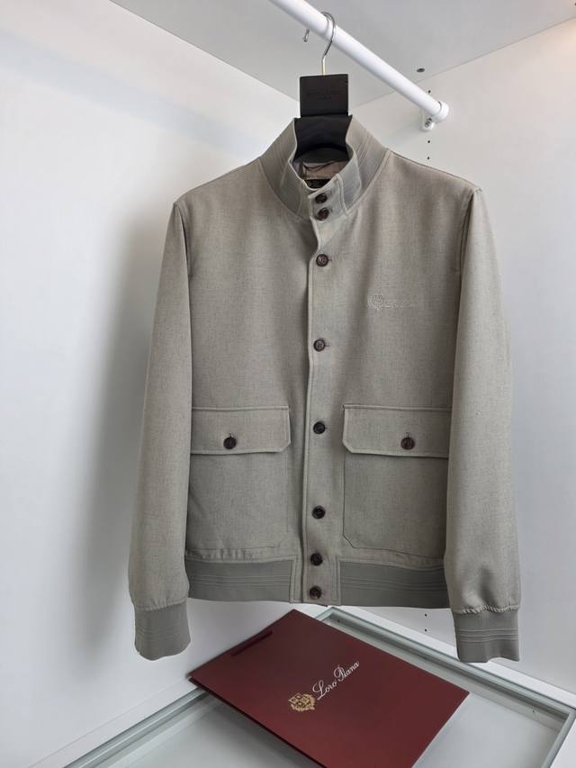 Xx P460 Lo*Ro Pi*NaU 2026 Spring Stand Collar Old Money Style Linen Jacket, high