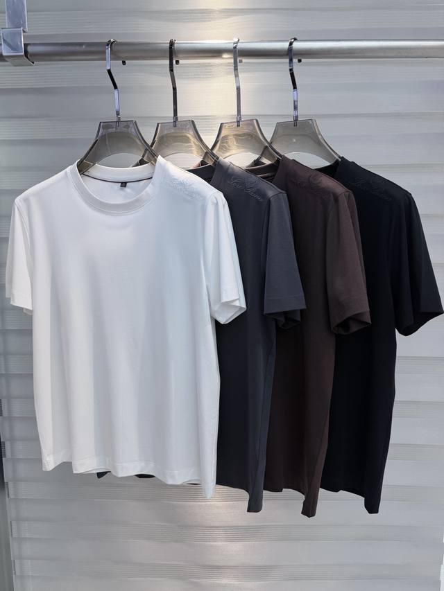 Yqx P230 Embroidered Crew Neck T-Shirt. Made of modal cotton, the fabric feels a