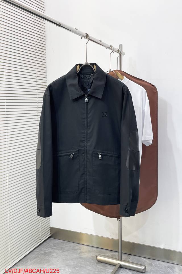 P450 U225 Lv Louis Vuitton Cotton Shirt Collar Zipper Pocket Logo Long Sleeve Wo