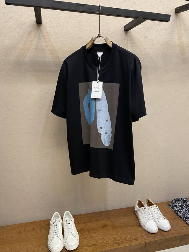 P260, Bottega Ve*Eta Bv 2026Ss Abstract Face Direct Print Cotton T-Shirt, Loose