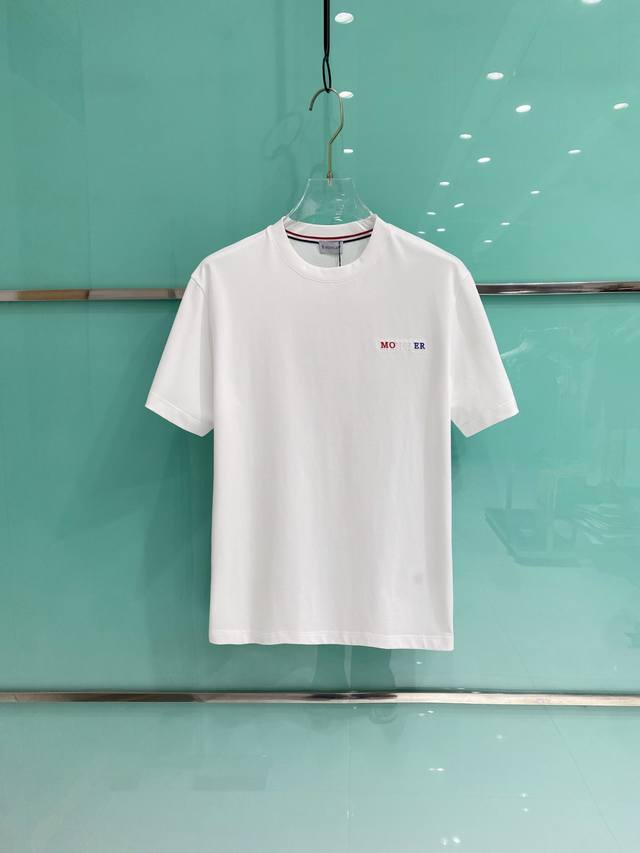 P160 Moncler 2026 Spring/Summer New Color-Blocked Letter Embroidered T-Shirt, Bl P160 Moncler 2026 Spring/Summer New Color-Blocked Letter Embroidered T-Shirt, Bl