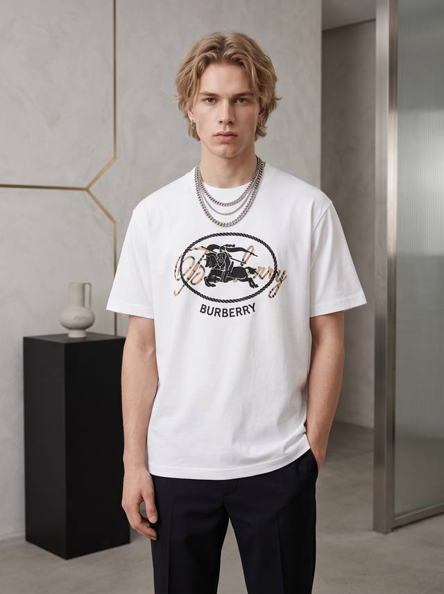 190 Burberry 2026 Summer New Short-Sleeve T-Shirt, featuring unique thread embro