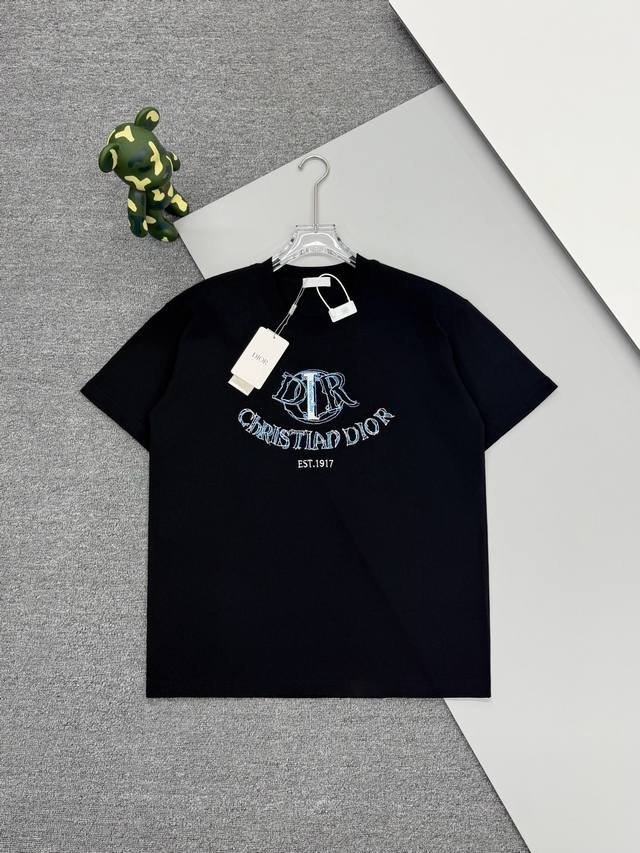 P90 [High Version] Dior High-Craftsmanship Embroidered Logo Short-Sleeve T-Shirt