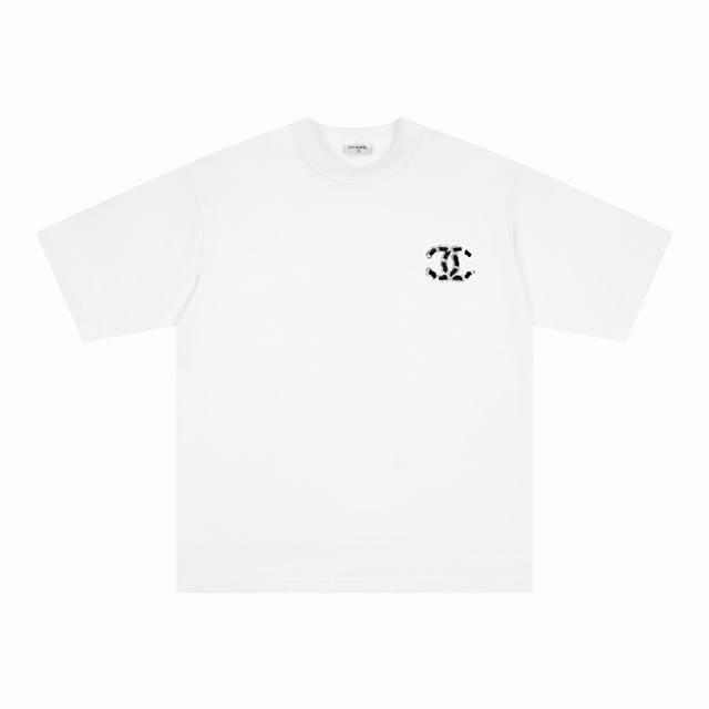 P80 Chanel Flocked and Pressed Couple Short-Sleeve T-Shirt Fabric: 260g Double C
