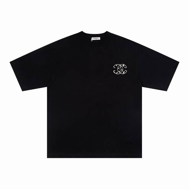 P80 Chanel Flocked and Pressed Couple Short-Sleeve T-Shirt Fabric: 260g Double C
