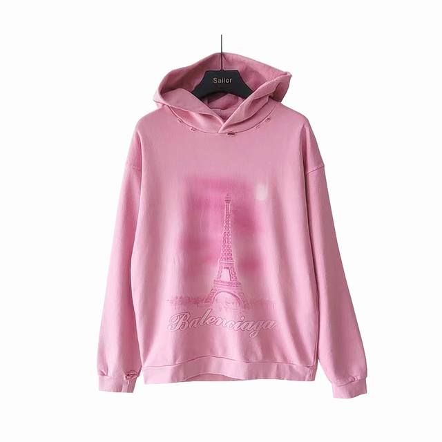 P360 Real shot details + size chart Balenciaga Eiffel Tower direct-print distres