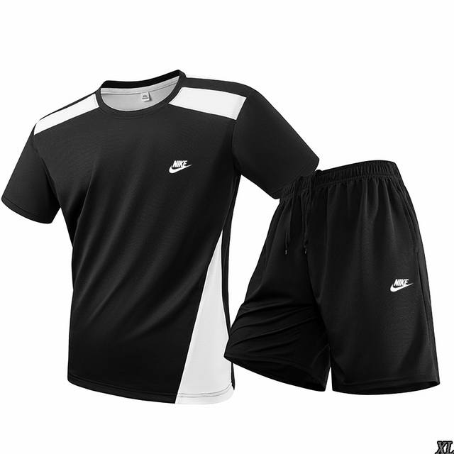 P140 Nike Exclusive Real Shot New Summer High-Quality Color Block Crew Neck Shor