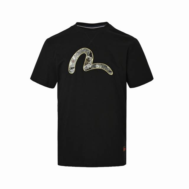 140 Evisu Short-Sleeve T-Shirt with Embroidered Seagull and Pine Tree Design The