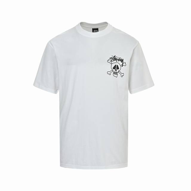 140 Stussy Skull Print Crew Neck Short-Sleeve T-Shirt Size: S-XL Color: Black We