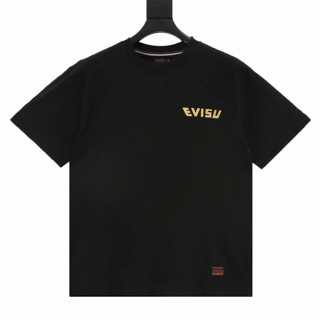 140 Evisu New Men's Calligraphy Brushstroke Large M Gold Foil T-Shirt Size: S-XX