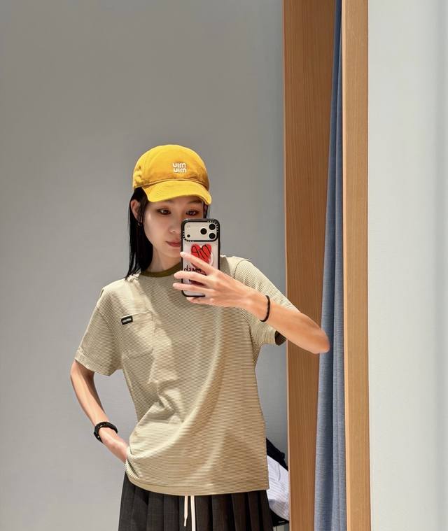 Wholesale 180 Miu** Spring/Summer 2026 New Arrival Olive Striped T-Shirt Color-b