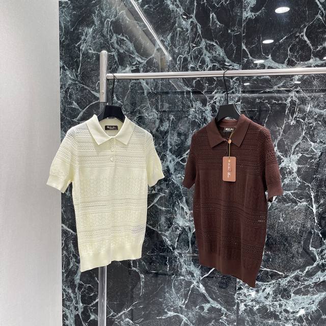 P340 Lp30 Summer New Hollow-out Polo Knit Sweater. Polo collar + half-button des