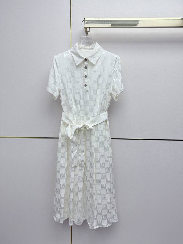P400Balenciag* 26Ss New Lapel Dress Bb Letter Jacquard Fabric Comfortable and Br