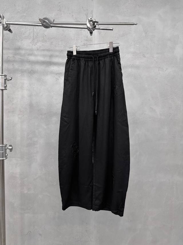 P430 Chrome Hearts | New Casual Pants, garment washed with hand-embroidered cros
