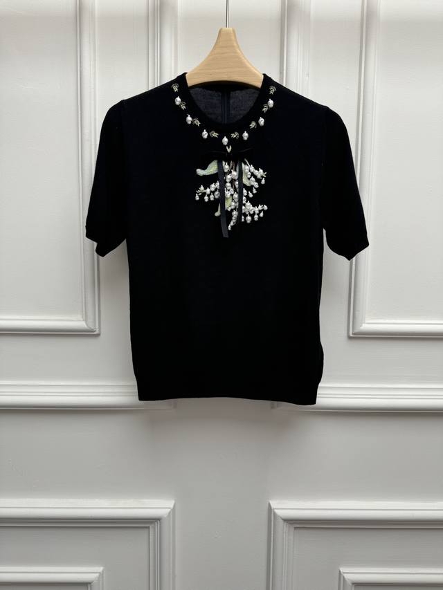 New Spring/Summer Arrivals! Valentino Beaded Short-Sleeve Shirt, 2026 Spring/Sum