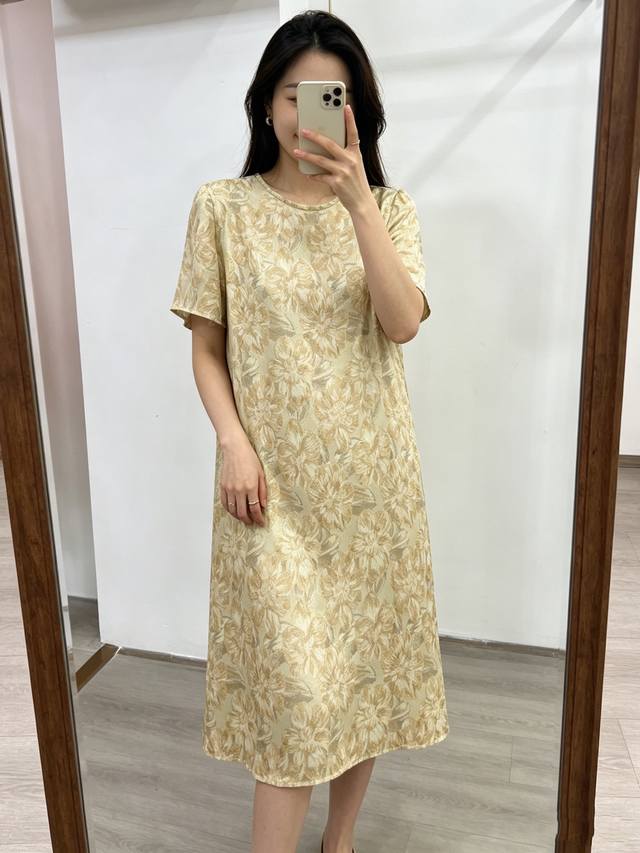 P590高货系列、金皮真丝连衣裙 金线提花颜色也非常漂亮 好面料经典宽松版，低调奢华M Xxl