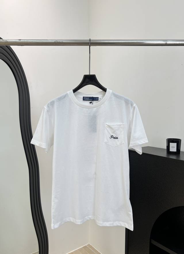 P230Ralph Laure* Spring/Summer New Classic White Pocket T-Shirt, made of soft an