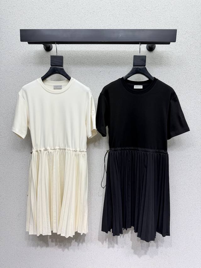 P330 Original Women's Dress with Moncler Patchwork Fabric Short Sleeve - Delicat