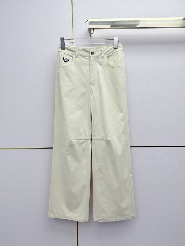 Prada 26Ss New Wide-Leg Pants with Topstitching and Classic Triangle Label Decor