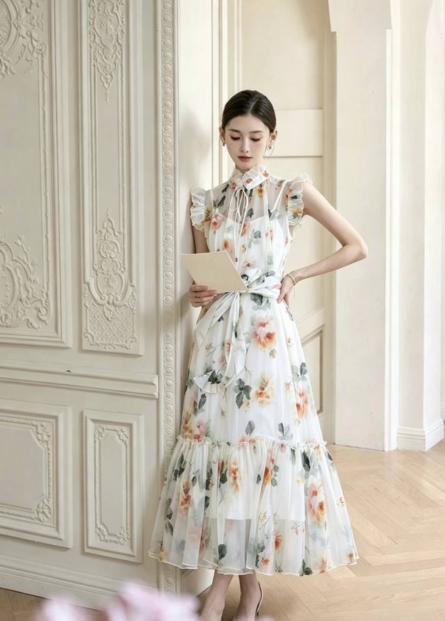 P320 Original high-quality women's dress with packaging French seaside resort st