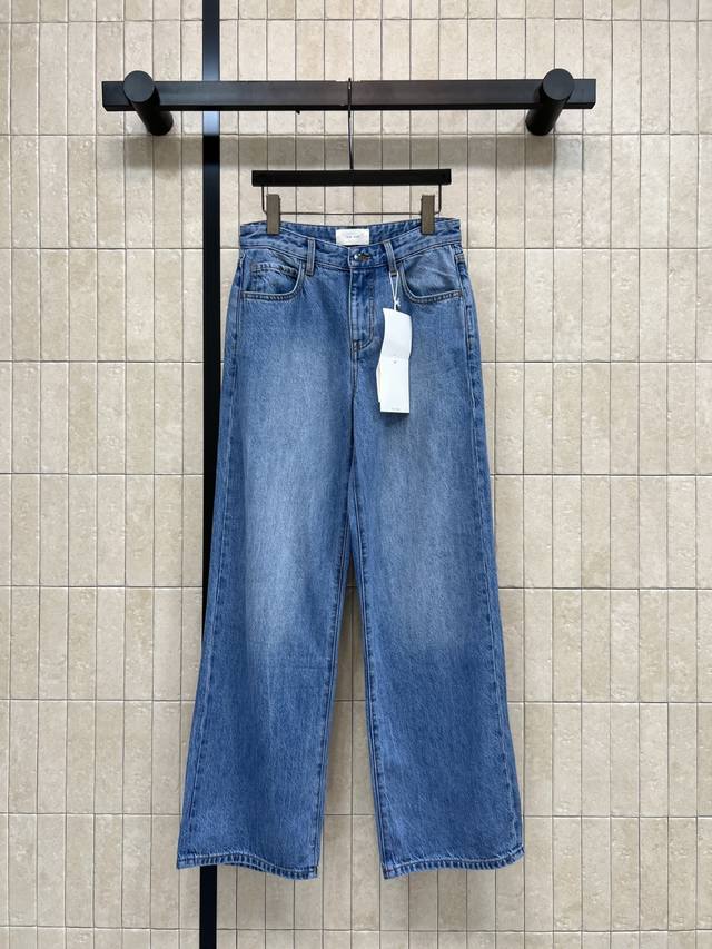 P340 26 Summer New High-Waisted Straight Leg Jeans Classic Blue Washed Simple an