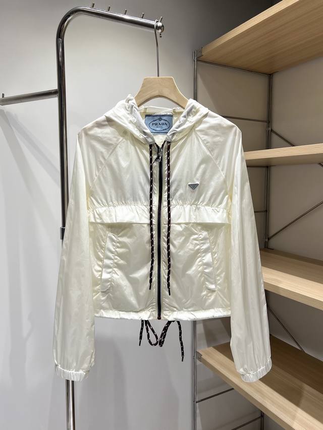 Prada Women's Lightweight Recycled Nylon Jacket with Sun Protection This Prada l