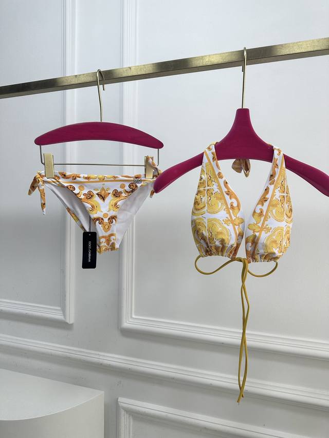Sizes S, M, L, P290 P Maiolica Printed Padded Triangle Bikini Set, Adjustable Bo