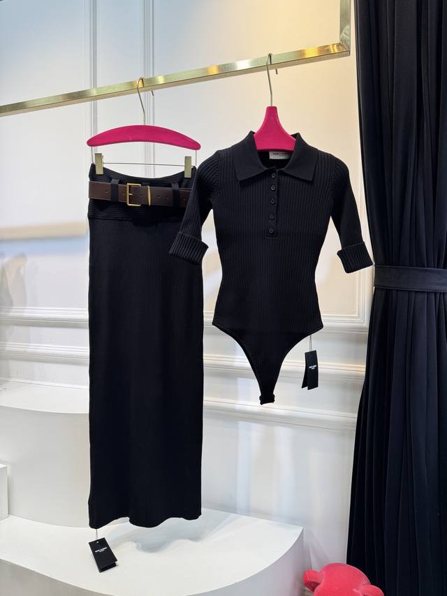 YSL Vertical Ribbed Knit Set Made with high-density vertical ribbed knit fabric,