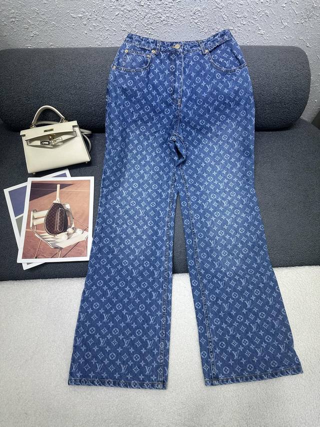 P340 Louis Vuitton*2026 Summer New Denim Pants All-over denim monogram logo prin