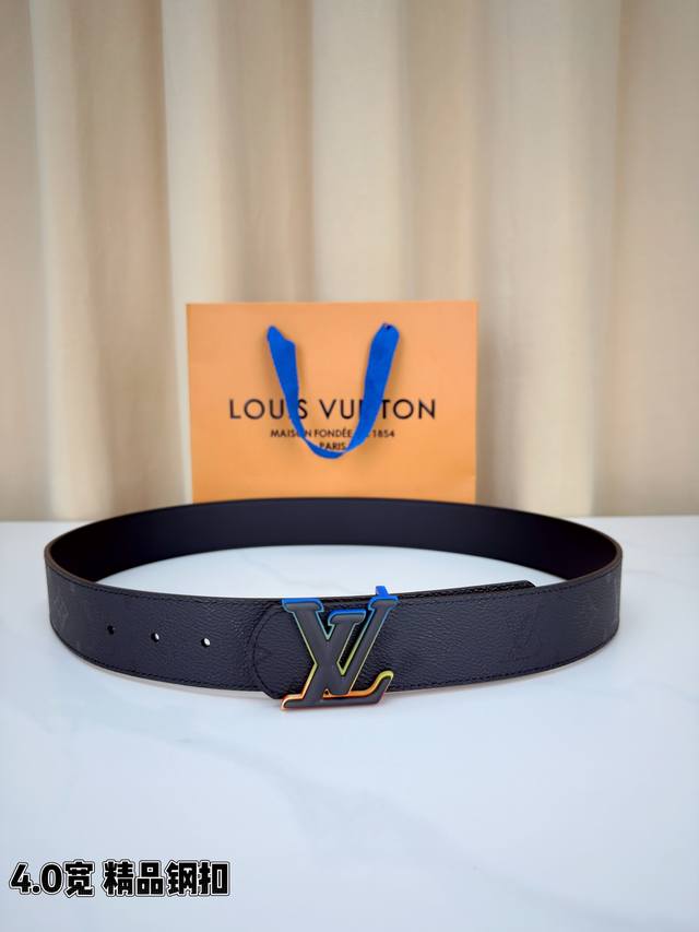 Louis Vuitton 4.0 wide premium steel buckle belt, black pebbled leather meets su Louis Vuitton 4.0 wide premium steel buckle belt, black pebbled leather meets su