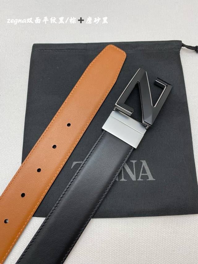 Zegna Men's Belt - 35mm Width, 316 Premium Buckle, Exquisite Craftsmanship, Impo