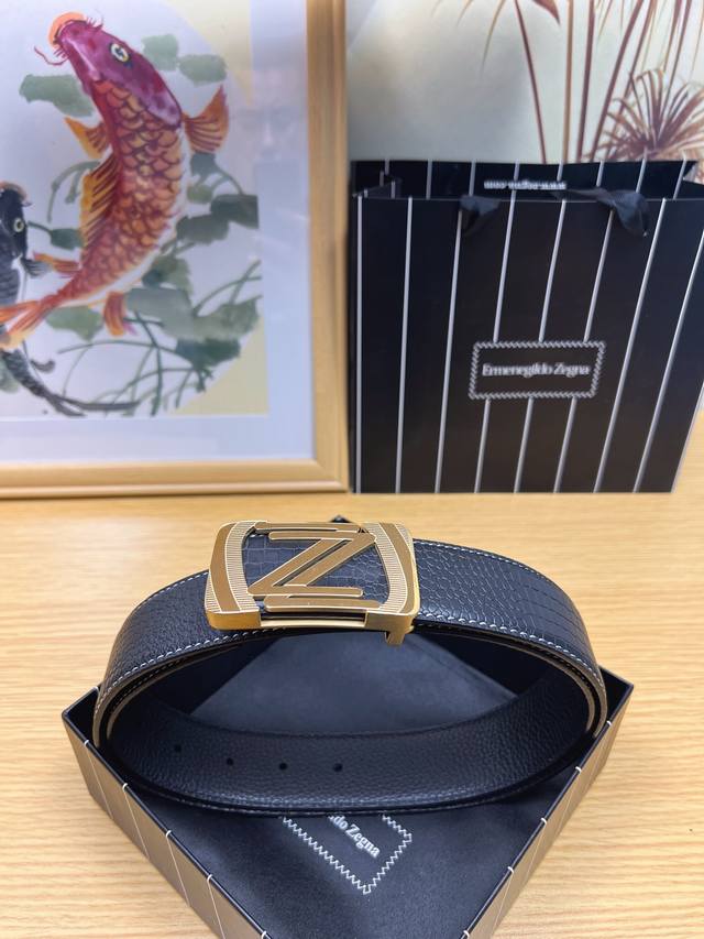 P200 杰尼亚 秘原单高端品质专柜官网同步宽度3.8精美钢扣头意大利进口头层小牛皮纹理清晰真实感超强打造全新的视觉3D郊果高档客户入手送礼自用佳品 长度100