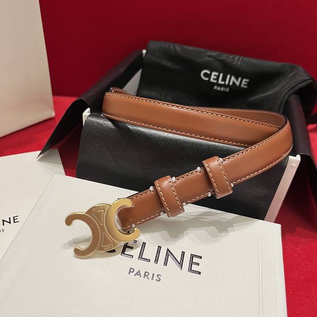 160--Celine 赛琳 凯旋门腰带 宽度1.8Cm 男女通用款 采用数量稀少的原厂专用小牛皮 搭配精致凯旋门搭扣 独家顶级手工 进口边油 专柜原版包装