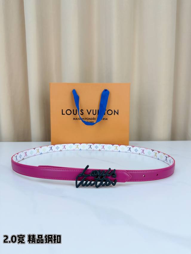 190 -- Louis Vuitton 2.0 Wide Premium Steel Buckle Belt, featuring a deep brown