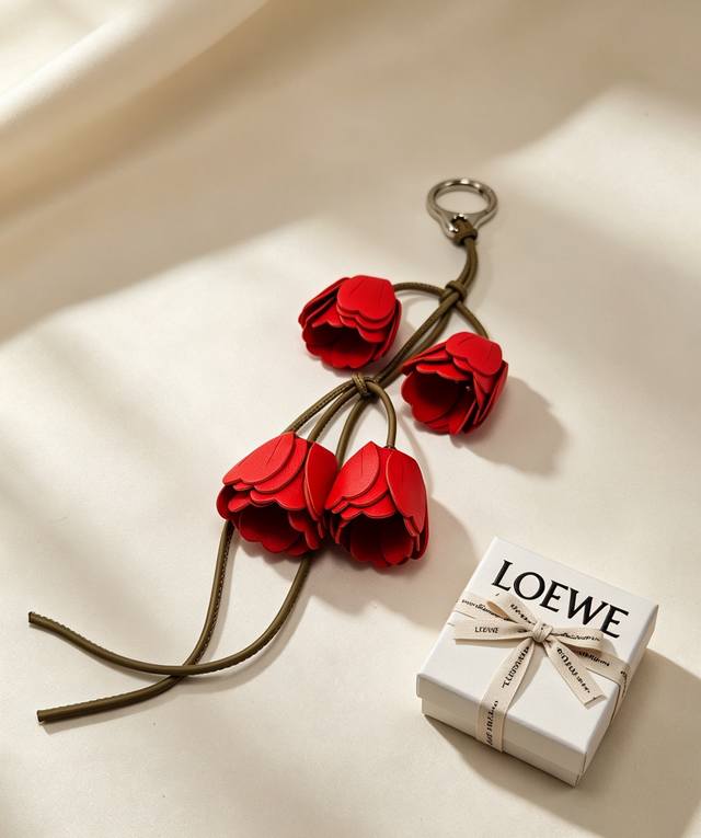 P130 Loewe Valentine's Day Limited Edition Pink Flower Charm Color: Bright Red C