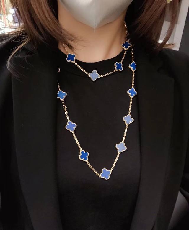 P740 V gold material Vca Van Cleef & Arpels four-leaf clover 20 flower blue agat
