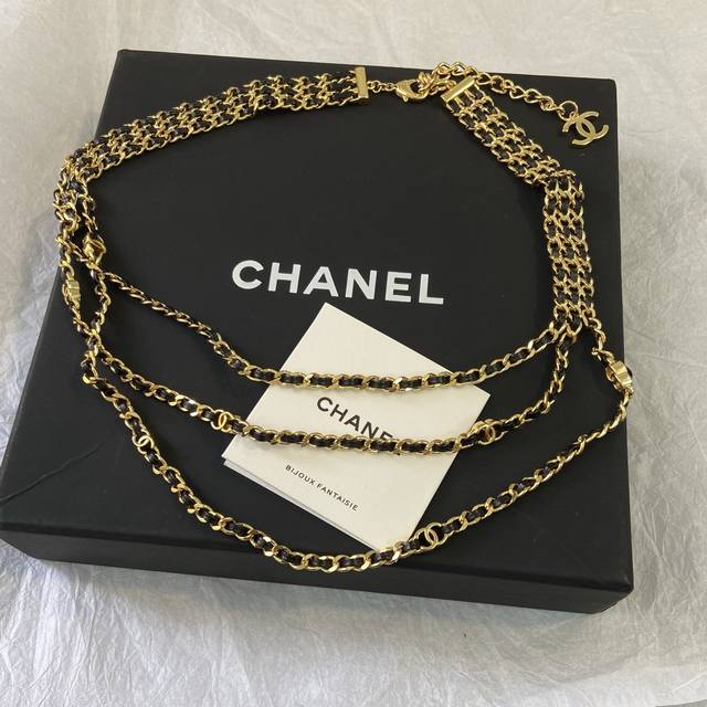 Xm1064 P140 Three-layer leather sweater chain with adjustable extension chain! N
