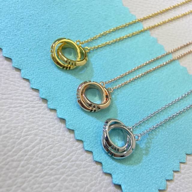 P80 Tiffany Necklace New Roman Numeral Double Ring Necklace Rose Gold White Gold P80 Tiffany Necklace New Roman Numeral Double Ring Necklace Rose Gold White Gold