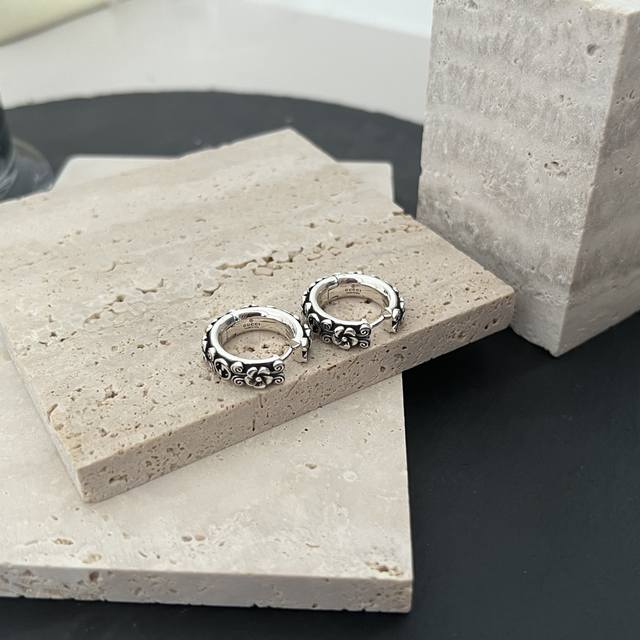 80 New Arrival: Gucci 925 Sterling Silver Interlocking Double G Flower Vintage S
