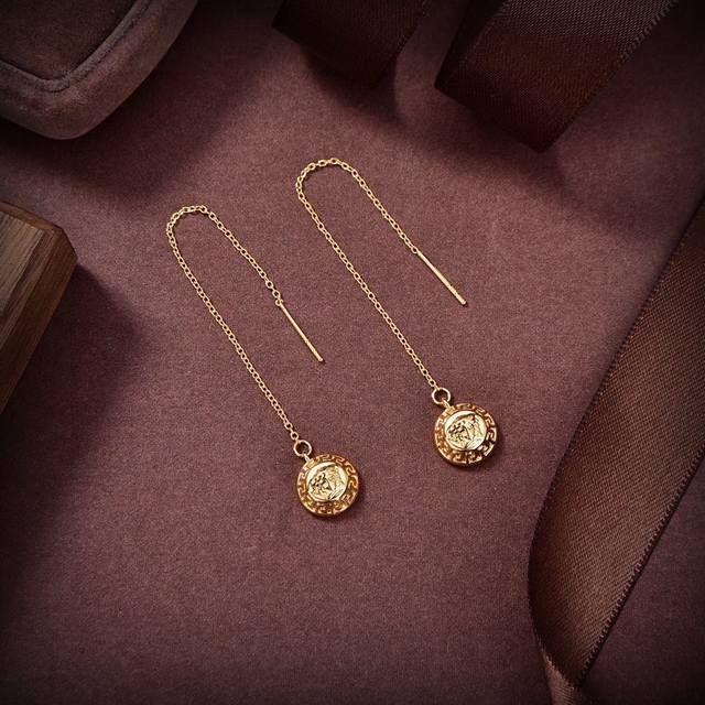 P60 Versace Medusa Gold Earrings with Maze Design, a Selected Runway Style, Iden