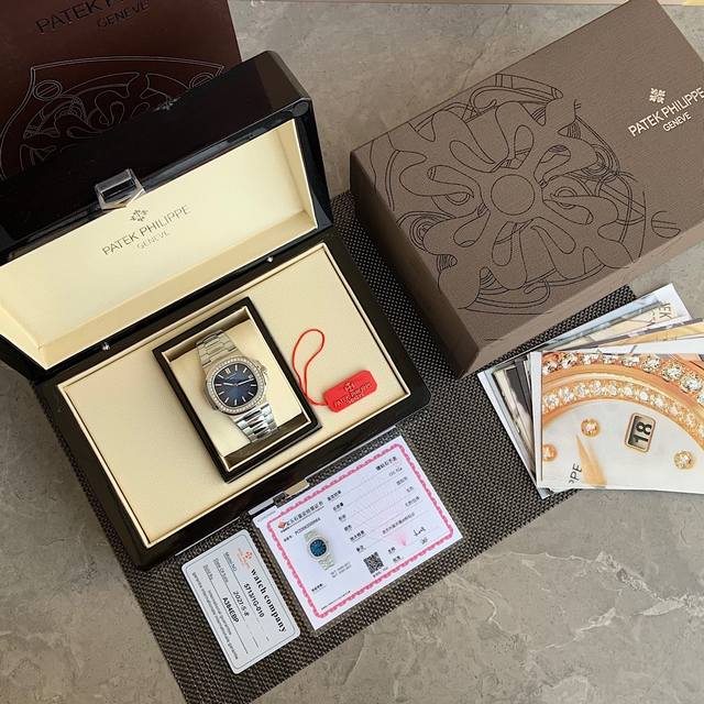 6240百达翡丽Nautilus 鹦鹉螺 天价“钢王”结构坚固、个性独特，圈口镶嵌天然莫桑钻石“莫桑钻”密度坚硬 不变色 更纯净更闪亮 权威国检机构出具Gtc钻