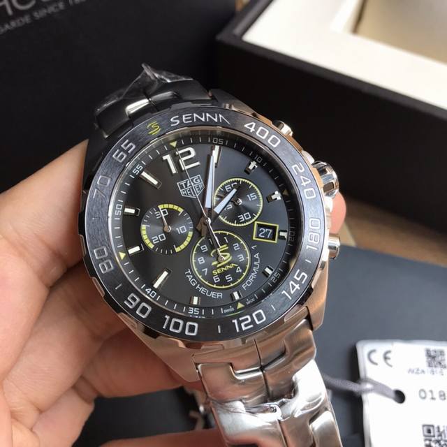 P980 原盒:50 新款硬货，Original Tagheuer,泰格豪雅F1系列 塞纳纪念石英计时表，专柜1万+。 ~43Mm表径，蓝宝石镜面，超强夜光指针