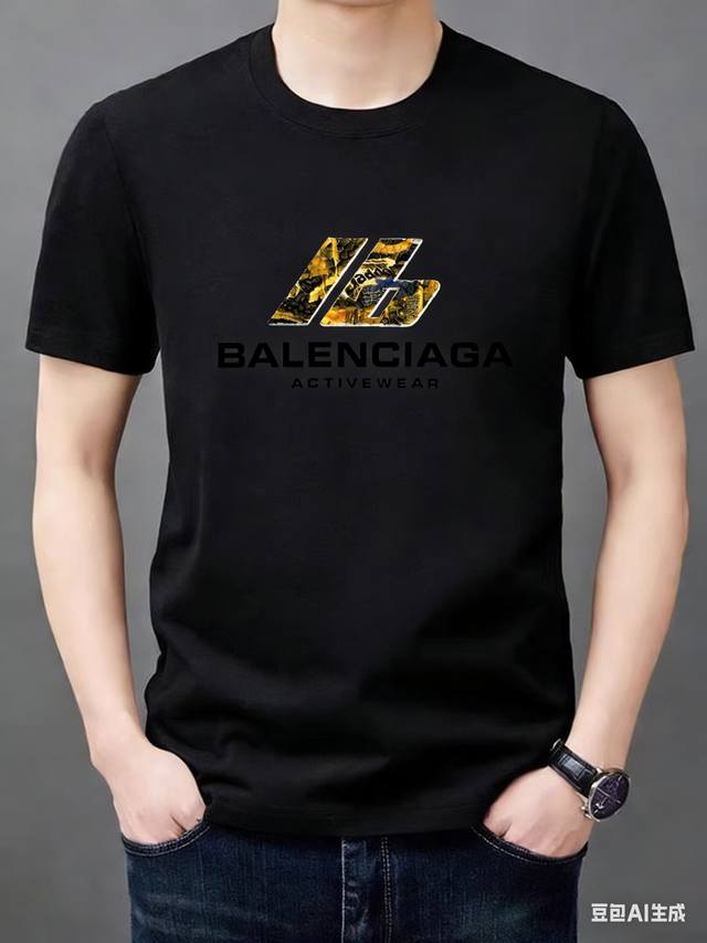 90 品名: 巴黎世家 面料: 200克双面丝光 Logo：Balenciaga 工艺：厚板印花集硅胶一体 颜色：黑 白 码数：M~3Xl 三标齐