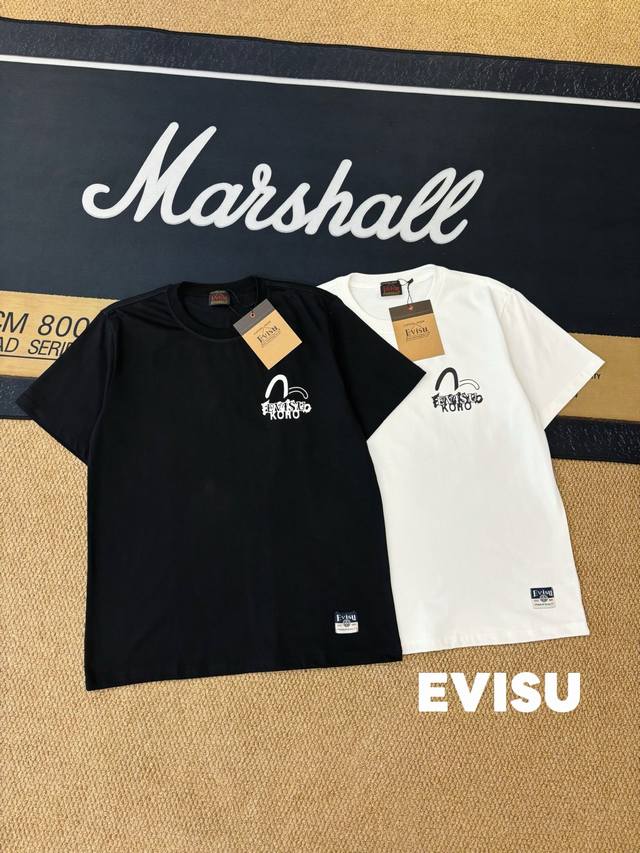 110 -Evisu福神涂鸦直喷技术工艺唯一无二印花短袖 男女同款 -面料：采用原版一比一定织定染280G双纱面料。纹理清晰，质感满满，同缸定染1×1无色差精密
