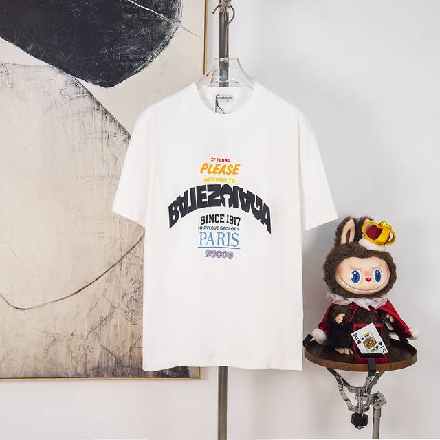 p100Zp版本［独家供应］ Balenciaga 巴黎世家 300克圆领短袖T恤 品牌经典 发泡 双层彩色 字母Logo压花工艺 官方同步 高版本 高品质 时