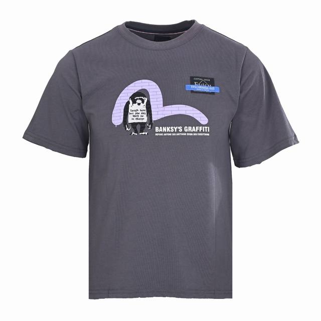 140 Evisu福神 X Brandalised 联名涂鸦大M卡通刺绣短袖T恤 Size：S-Xxl