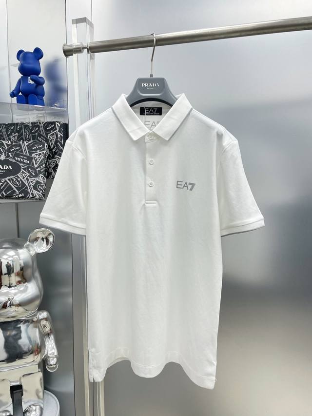 p220 Arma 25Ss New Spring/Summer 3M Reflective Ea7 Logo Letter Short-Sleeve Polo