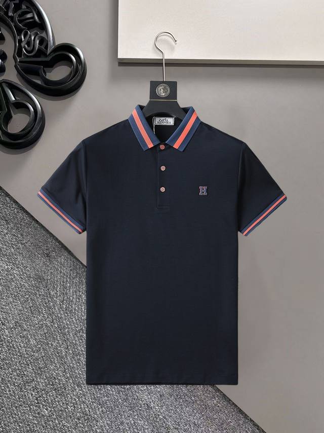 p220 爱马仕 三标齐全 2026Ss夏季新款字母Logo男士翻领polo衫！经典商务男款，高端男装的天花板级别的商务男款！简约时尚大气不失优雅，单穿内搭体面