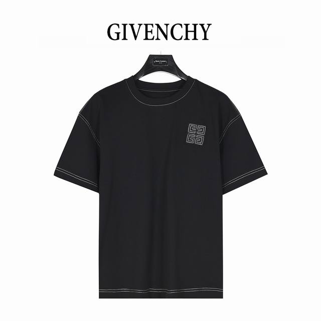 170 Givenchy 25Ss Short-Sleeve T-Shirt with Regulated Applique and Topstitching