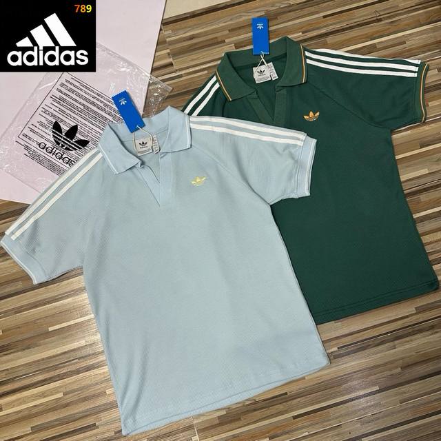 p140 夏季新款阿迪达斯短袖T恤Adidas翻领polo衫万针刺绣情侣款男女同款翻领polo衫打底衫商务时尚简约风休闲潮流潮牌华夫格polo衫男士短袖polo
